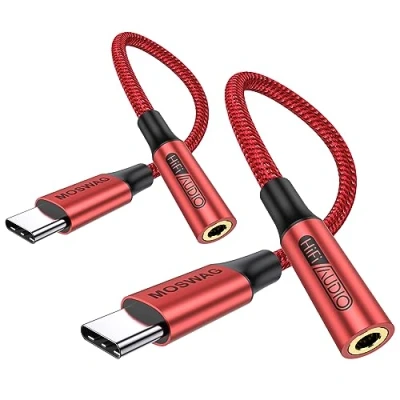 Bild av MOSWAG USB C till 3,5 mm hörlursuttag, ljudadapter Aux dongel kabelsladd för Samsung Galaxy S23 S22 S21 Ultra S20+ Note 20 10 S10 S9 Plus, Pixel 4 3 2 XL, iPad Pro och mer