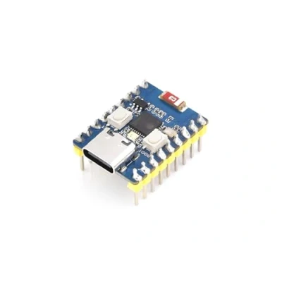 Bild av ESP32 C3 Mini utvecklingstavla med förlöst huvud baserat på C3FN4 enkärnig processor, 2,4 GHz Wi Fi och Bluetooth 5 stöd, 160 MHz löpfrekvens, stöd C/C++, MicroPython