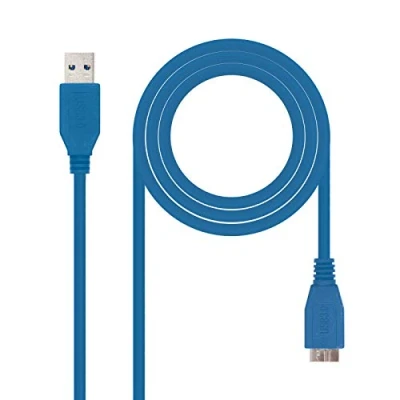 Bild av Nanocable 10.01.1101 BL USB 3.0 till mikro kabel, huvudanvändning i mobil och digitalkameror, typ A/M Micro B/M, hane, blå, 1,0 mts