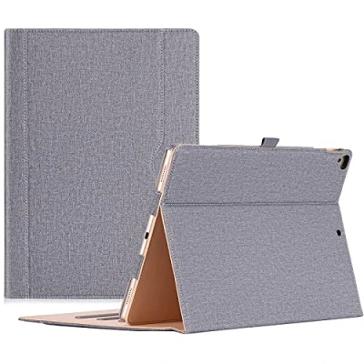 Bild av ProCase läderfodral stativ folio fodral för 2017 iPad Pro 12,9 tum (A1670 A1671) och 2015 (A1584 A1652), med flera betraktningsvinklar, automatisk sömn/väckning, dokumentkortväska