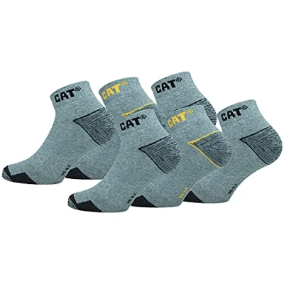 Bild av Caterpillar 6 par Sneaker Work ankel längd strumpor Heel Toe förstärkning Arch stöd Bomull (Melange Grey, 39 42)