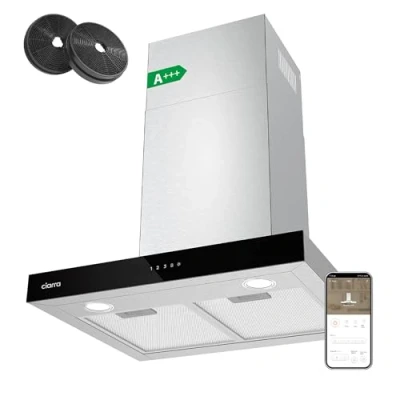 Bild av CIARRA spisfläkt 60 cm CBCS6102 beröringskontroll 650 m3/h återcirkulerande och kanalering väggmontering huva kök extraktorfläkt 4 växlad med boosterfunktion dimbara LED lampor
