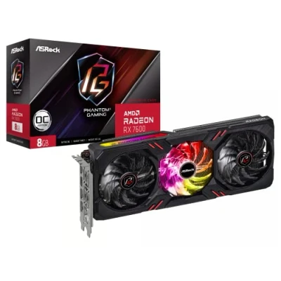Bild av ASRock Radeon RX 7600 Phantom Gaming OC 8GB GDDR6 RAM Grafikkort