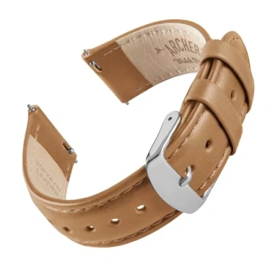 Bild av Archer Watch Straps Premium Läder Klockarmband med Snabbfäste (Kamelbrun/Matchad Tråd, 20mm)