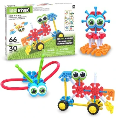Bild av Build A Bunch set, Kid K&#039;NEX, Basic Fun, 85422A, byggleksak för barn, djurfigurer och fordonsmodeller kreativ lek, byggleksaker lämplig pojkar flickor från 3 år