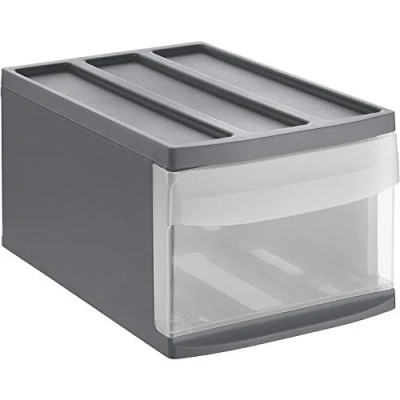 Bild av Rotho Systemix Lådlåda 1 dragkraft, plast (PP) BPA fri, antracit/transparent, M (39,5 x 25,5 20,3 cm)