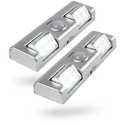 Bild av greate. 2 x LED ljuslist med rörelsesdetektor batteridriven skåpbelysning rörelsedetektor och justerbar ljusstrålning för skåp, trappor mycket mer batteri