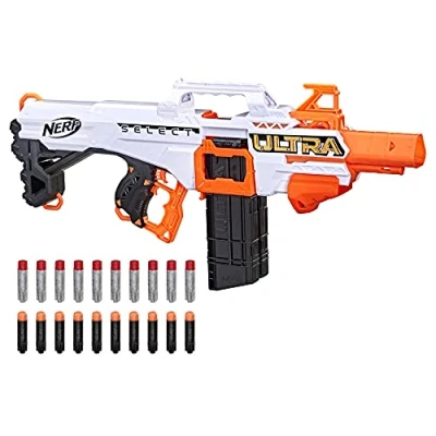 Bild av NERF Ultra Select helt motoriserad blaster, distans eller precisionsskägg, med magasin och dart, endast kompatibel dart