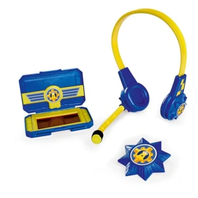 Bild av Simba 109252513 Brandman Sam Polis headset och smartphone, rollspel, mobiltelefon hopfällbar för hemliga meddelanden, 2 kort, polismärke, från 3 år