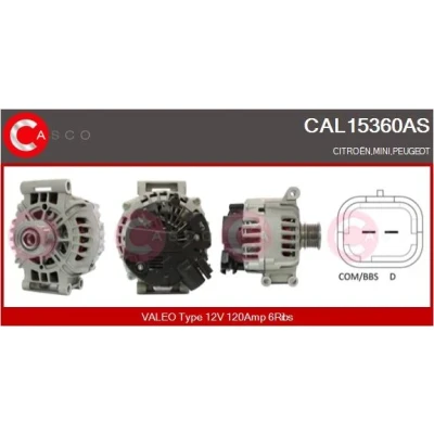 Bild av CASCO CAL15360AS Generator 12V 120A PEUGEOT: 508 I SW, 308 Hatchback, 5008 I, CITROËN: Berlingo II, II Skåpbil, C4 Hatchback