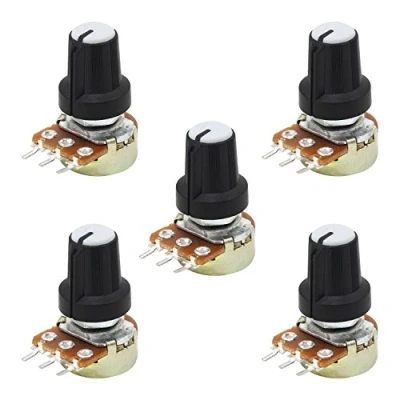 Bild av Aussel linjär potentiometer 3 terminal roterande med lock muttrar och bricka, B10K 5PCS, B10K(5pack), 5