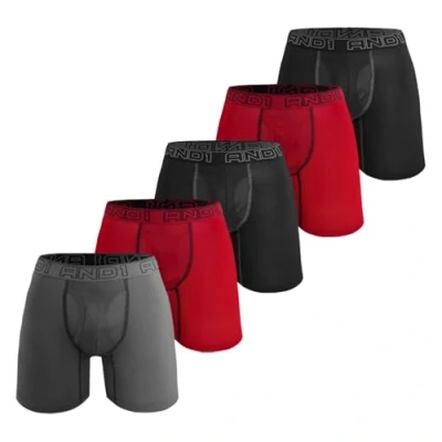 Bild av AND1 Sport boxershorts, 5 pack underkläder, herrkalsonger, retroshorts herr, boxers, kalsonger, sportunderkläder, retrounderkläder, Stil 4, L