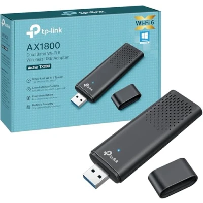 Bild av TP Link Kraftfull 6 wifi nyckel, AX1800 Mbps, Archer TX20U, USB adapter, dongel, 3.0 med dubbla band, 2,4G/5 GHz, MU MIMO, WPA3, kompatibel Windows 11/10