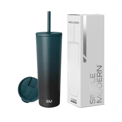 Bild av Simple Modern Isolerad Tumbler med Lock och Sugrör Iskaffemugg Återanvändbar Rostfritt Stål Vattenflaska Resemugg Gåvor för Kvinnor Män Henne Honom Klassisk Kollektion 830 ml Månsken