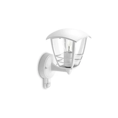 Bild av Philips Creek Vägglykta för Utomhusbruk Uppåtriktat fäste med rörelsesensor(IR), Vit, 1x60W, 230V, ej Dimbar, ljuskälla medföljer