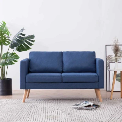 Bild av vidaXL 2 Sits soffa Inomhussoffa Tygsoffa Hallsoffa Sittmöbel Tvåsitssoffa sitssoffa Tv Vardagsrumssoffa Vardagsrumsmöbel Tyg Blå