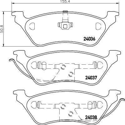 Bild av HELLA 8DB 355 011 061 Jeu de plaquettes frein non préparé pour indicateur d&#039;usure CHRYSLER: Voyager 4, / Grand 3, IV