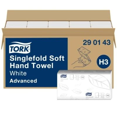Bild av Tork Mjuk Singlefold Pappershandduk vit H3, Advanced kvalitet, prisvärd, 15 x 250 ark, 290143