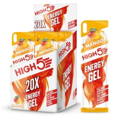 Bild av HIGH5 Energigel snabbfrigörande energi när du är på språng från naturlig fruktjuice (mango, 20 x 40 g)