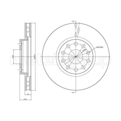 Bild av METELLI 23 0409C Disque de frein 281,0 26,0 5 59,0 ventilé peint ALFA ROMEO: 166, LANCIA: Kappa Coupe, Berline