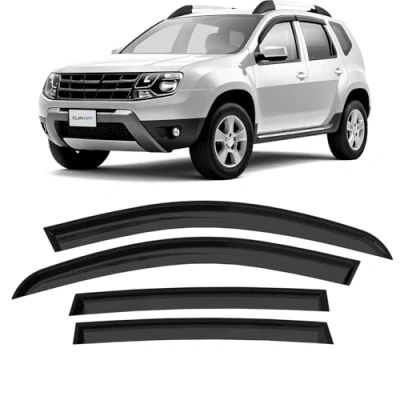 Bild av CLIM ART Vindavvisare för/kompatibel med Dacia Duster 2010 2017 Bilfönster Regnskydd Regnavvisare Stick On deflektorer Paket 4, mörk