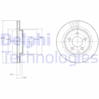 Bild av DELPHI BG3594 Disque de frein 257 20 5 ventilé huilé non traité sans roulement roue, bague ABS CHRYSLER: Voyager / Grand 3