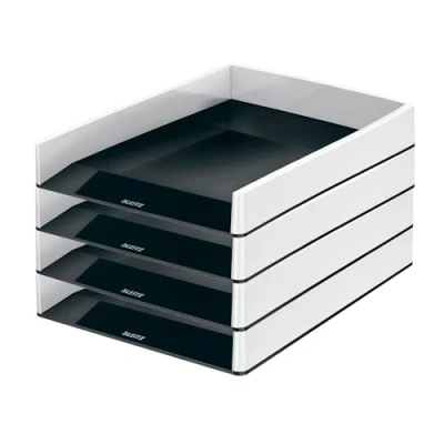 Bild av Leitz WOW Brevkorg, A4, vit/svart, 4 pack, 53611095