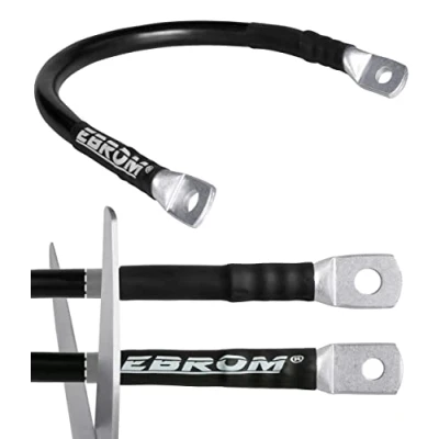Bild av EBROM Batterikabel jordkabel 70 mm² svart, färdigkonfektionerad, från 30 cm till 10 m, många längder + ringöglor/kabelskor M6/M8/M10/M12 kan kombineras, ditt val: mm2, kabelsko 2 x M8