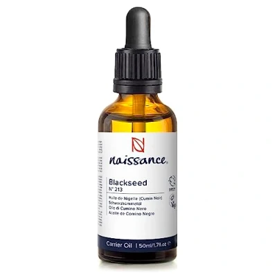 Bild av Naissance Svartfröolja (nr. 213) 50ml (Kummin frön, Nigella Sativa) Kallpressad, Naturlig, Raffinerad, Vegansk för Hud, Ansikte, Naglar, Kropp, Hår, Tillväxt, Schampo, Massage