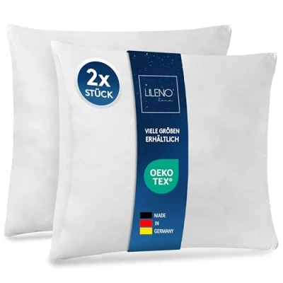 Bild av LILENO HOME Set om 2 kuddfyllning 80x80 cm 40C tvättbar innerkudde lämplig för allergiker polyesterkudde som soffkudde, sängkudde, cocktailkudde och kudde