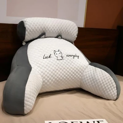 Bild av LANPEW Reading Pillow, ryggkudde med armstöd, läskudde för säng, sängfåtölj, ryggstödskudde, ryggstöd, kudde presenter läsning, arbete och lek (bönsammet grå, 80 x 60 cm)