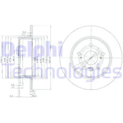 Bild av DELPHI BG3183 Disque de frein 288 10 5 plein huilé non traité sans roulement roue, bague ABS LEXUS: RX I, TOYOTA: Camry IV Berline