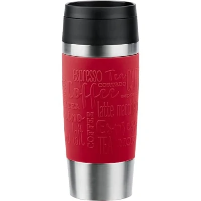 Bild av Emsa N20223 Travel Mug Classic isoleringskopp 0,5 liter, nytt komfortskruvlock, rostfritt stål, 6 timmar varmt och 12 h kallt, 100% tät, diskmaskinssäker, 360 dricköppning, mörkgrå