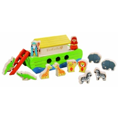 Bild av EverEarth Little Noahs Ark EE33287 Leksaksset i trä för barn från 24 månader och uppåt