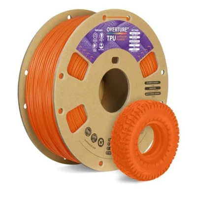 Bild av OVERTURE TPU Filament 1.75mm Flexible Roll, 95A Soft 3D Printer Filament, 1kg Spool (2.2 lbs), Dimensional Accuracy +/ 0.02 mm(Orange)