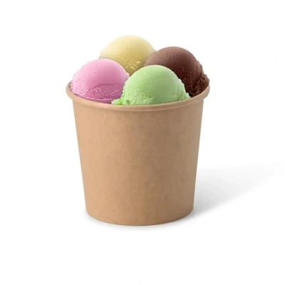 Bild av Greenbox 50 x glassbägare kartong 250 ml brun engångsmuggar plastfri och biologiskt nedbrytbar dessertskål to go mugg