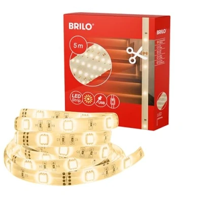 Bild av BRILONER 5 m LED remsa, slinga, dekorativ ljusslinga, list, USB band, varmt vitt ljus, kabelbrytare