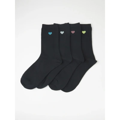 Bild av Lindex SOCK Placed Heart 4PACK Strumpor, Storlek: 39 41, Black
