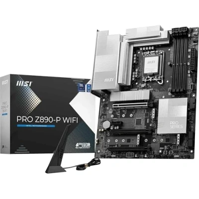 Bild av MSI PRO Z890 P WIFI moderkort, ATX Stöder Intel Core Ultra Processorer (serie 2), LGA 1851 55A DrMOS, DDR5 Memory Boost (9200+ MT/s OC), PCIe 5.0 x16 och 4.0 x16, M.2 Gen5, Wi Fi 7, 5G LAN
