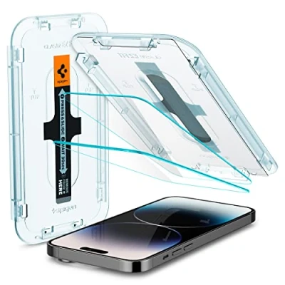 Bild av Spigen Glas.tR EZ Fit Skärmskydd kompatibel med iPhone 14 Pro, 2 Stycken, Sjabloon voor Installatiem, Case friendly, 9H härdat glas