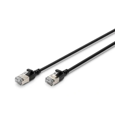 Bild av DIGITUS LAN kabel Cat 6A 0,3m Slim Version AWG 32/7 10 Gbit/s RJ45 Nätverkskabel F/FTP PoE+ LSZH Kompatibel med Cat7, Cat6, Cat5e Svart