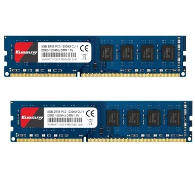 Bild av Kuesuny 16GB Kit (2X8GB) DDR3 1600MHz Udimm Ram PC3 12800 12800U 1.5V CL11 240 Pin 2RX8 Dual Rank Non ECC Unbuffered Desktop Computer Memory Module Upgrade