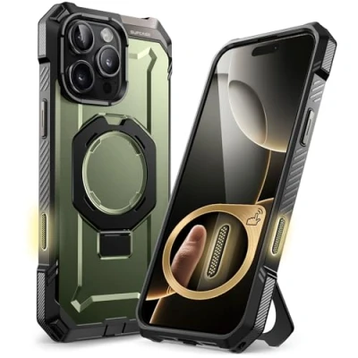 Bild av SUPCASE Fodral för iPhone 16 Pro 6.3&#039;&#039; 2024 med Stativ (Unicorn Beetle Grip), [MagSafe Kompatibel] [Fallbeständigt Militärkvalitet] Robust och Hållbart Magnet (Grön)