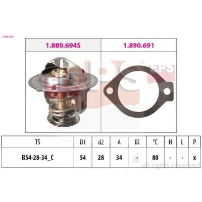 Bild av EPS 1.880.694 Thermostat d&#039;eau 80 54 Made in Italy OE Equivalent avec joint d&#039;étanchéite CHEVROLET: Cruze Berline, Captiva, Nubira Break