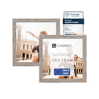 Bild av CABBEL Dubbelpack (set med 2) fotoram 15 x cm, mörk ek, robust träram MDF, plexiglas