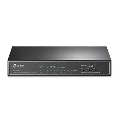 Bild av TP Link PoE Switch 8 port 100 Mbps, 4 ports up to 15.4 W for each and 57 all ports, Metal Casing, Plug Play, Ideal IP Surveillance Access Point (TL SF1008P), Black