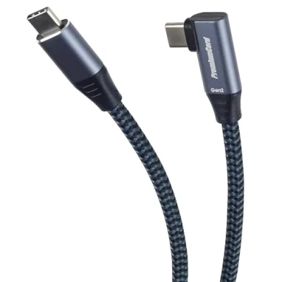 Bild av PremiumCord USB C 3,2 Gen 2 x anslutningskabel med böjd kontakt, datakabel SuperSpeed upp till 20 Gbit/s, laddningskabel 5A, 3.2 generation typ färg svart/grå, längd