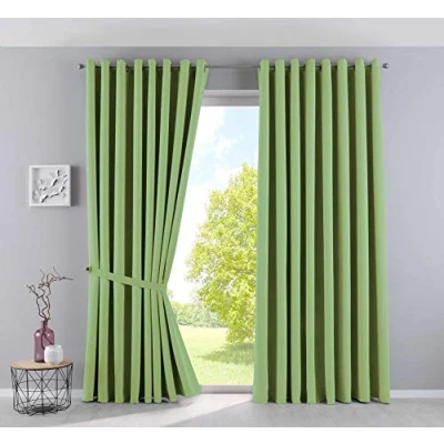 Bild av Gardinerlåda, gardiner, ogenomskinliga &quot;NewYork&quot;, grön, H x B 245 295 cm, 2 pack, termiska mörkläggningsgardin, mörkläggningsöljetter, ljudisolerande, Oeko Tex