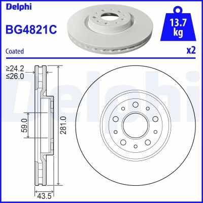 Bild av Bromsskiva DELPHI BG4821C