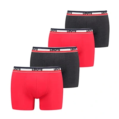 Bild av Levi&#039;s Herrkalsonger i ekologisk bomull (4 pack), Röd/svart, M